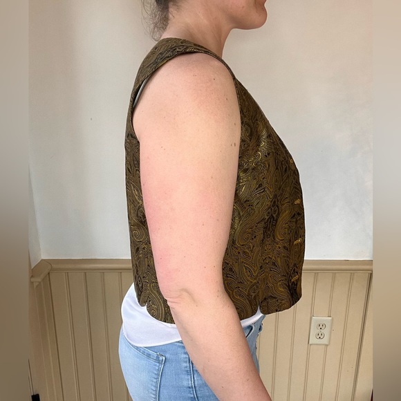 Valerie Stevens Vintage Paisley Gold Fancy Button Vest Womens PS - Picture 5 of 10